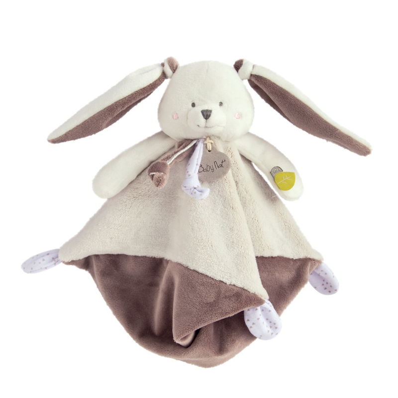  - les layettes - baby comforter rabbit white brown 25 cm 